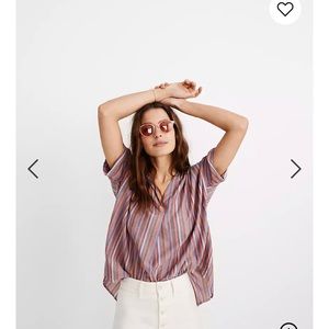Madewell Button Back Courier shirt- rainbow stripe